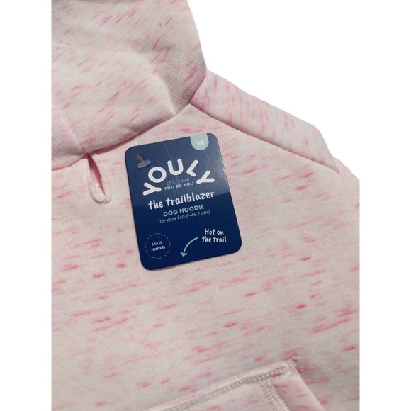 YOULY Trailblazer Medium Pink Space Dye Dog Hoodie with Pocket New Pet Apparel - Picture 4 of 4